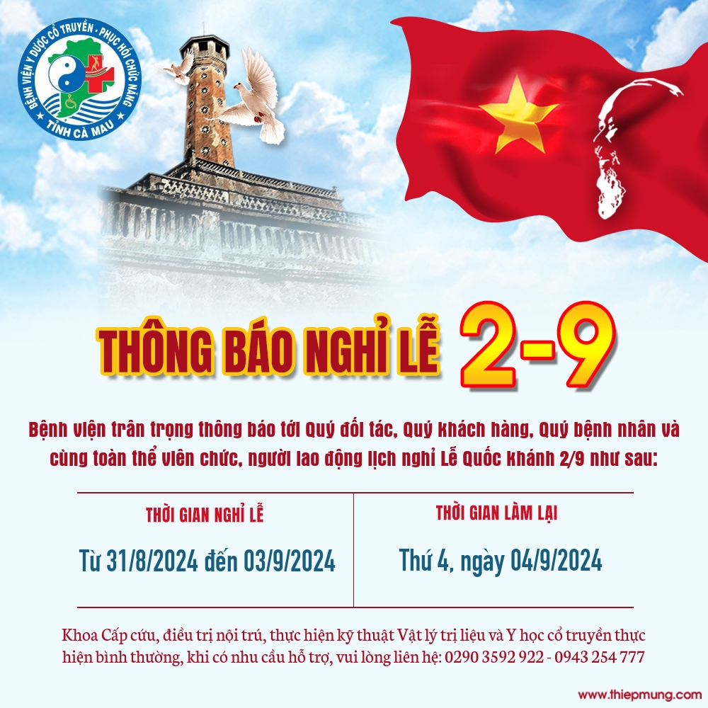 THÔNG BÁO NGHĨ LỄ 02-9-2024