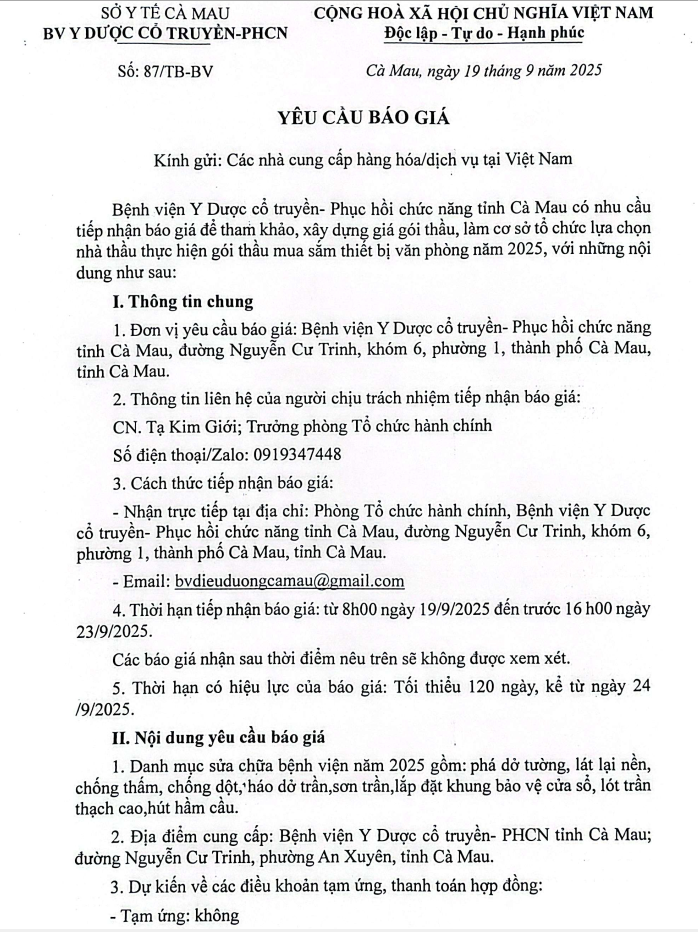 THÔNG BÁO YÊU CẦU BÁO GIÁ SỬA CHỮA BỆNH VIỆN NĂM 2025 1 Screenshot 1 1