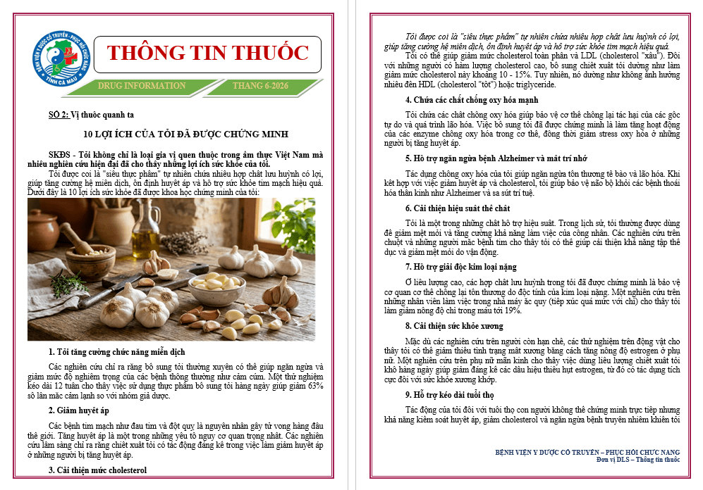 BẢNG THÔNG THUỐC THÁNG 6-2026