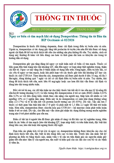 THÔNG TIN THUỐC THÁNG 08-2026
